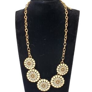 Enamel Flower Daisy Necklace Gold Tone Chain 16" Floral Bloomcore